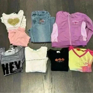 GIRLS KIDS bundle size 4.  8 items; 5 tops, 1 legging, 1 jeans, 1 hoodie